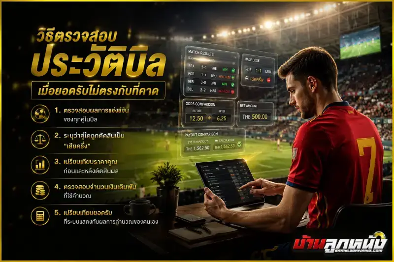 วิธีคิดเงินบอลชุด เสียครึ่ง